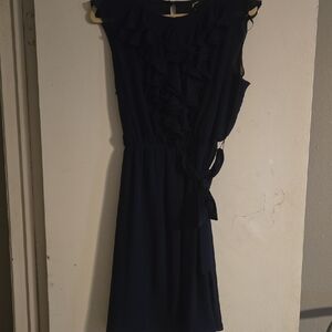 Elegant Navy Blue Ruffle Dress